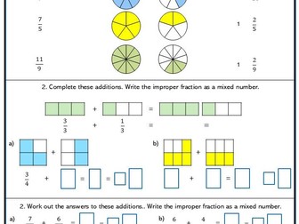 Improper fraction to Mixed Numbers differentiated worksheets