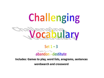 Activities for Challenging Vocabulary (Sets 1 to 3) - 11+, Upper KS2 and KS3 (DISCOUNTED PRICE!)