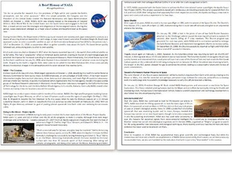 A Brief History of NASA - Reading Comprehension Text #GoogleExpeditions