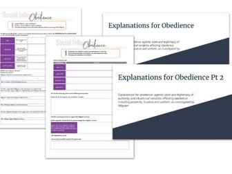 AQA A Level Psychology: Social Influence - Obedience Resources