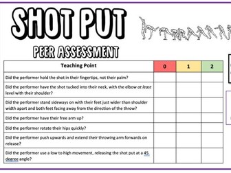 Track and Field Peer Assessment Cards