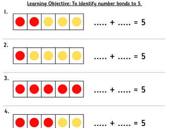 Year 1 Number Bonds to 5 | Fluency Worksheets