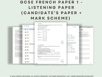 French GCSE - Paper 1 Listening practice paper - 2026 spec