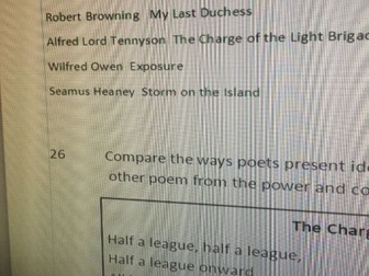 3 Poetry Anthology questions (power and conflict) AQA new spec. (2017)