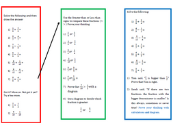 a worksheet on comparing fractions and adding for year 6