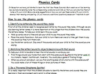 Phonics information to send home for children and parents