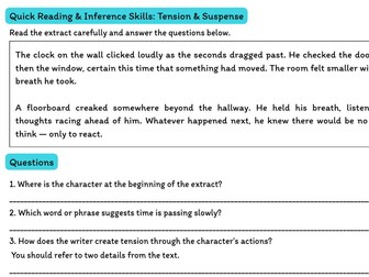 KS3 Reading & Inference – Short Extracts & Skills: Tension & Suspense