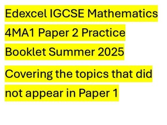 Edexcel IGCSE Mathematics Predicted topics booklet 2H Summer 2025