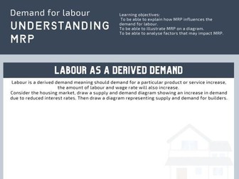 Demand for Labour MRP worksheet