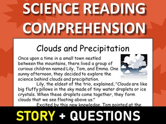 Clouds and Precipitation Reading Science Story Comprehension Questions Worksheet