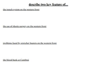 'Describe 2 features of...' worksheet: History GCSE
