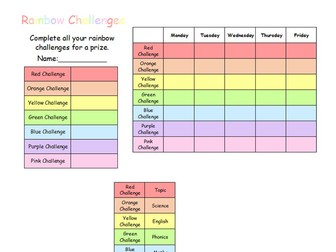 Rainbow Challenges- Continuous Provision