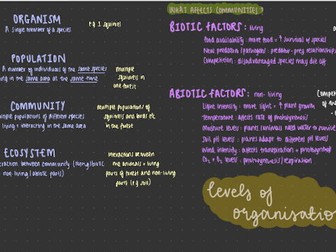 AQA GCSE ecology mindmap