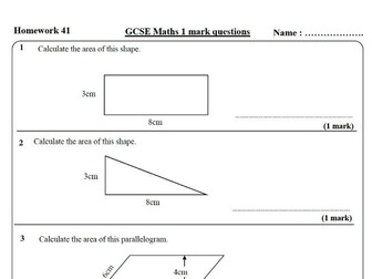 10 GCSE Maths Foundation Homework Revision (9-1) Part 5 -Includes all ANSWERS