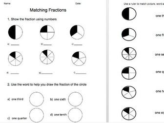 Fraction labelling, matching and drawing