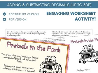 Adding & Subtracting Decimals | Money & Measurement | Worksheet Booklet Task