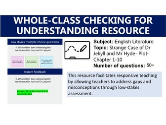Strange Case of Dr Jekyll and Mr Hyde- Plot Quiz