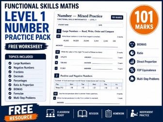 Functional Skills Maths Level 1 Number Practice Pack