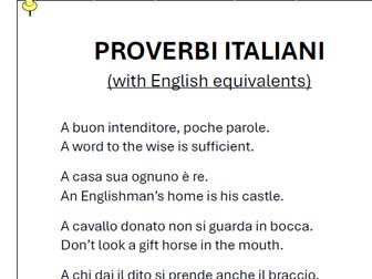 Italian proverbs with English translation and exercises