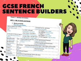 French AQA GCSE Sentence Builder Booklet ALL TOPICS