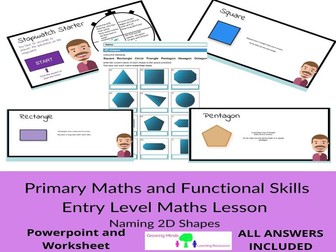 2D Shapes Powerpoint and Worksheet