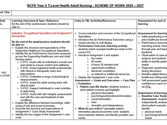 NCFE T Level Health Year 2 Adult Nursing Scheme of Work 2026/27