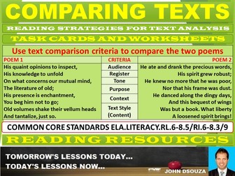 COMPARING TEXTS WORKSHEETS WITH ANSWERS