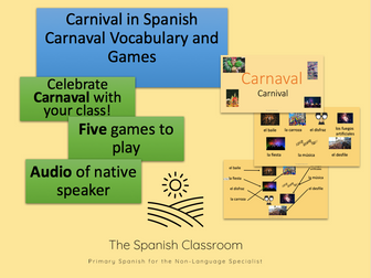 Carnival in Spanish Carnaval PowerPoint Vocabulary and Games