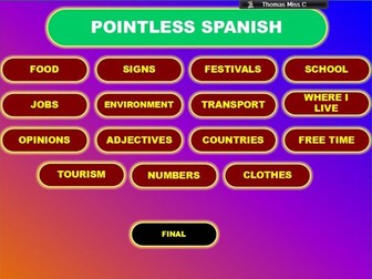 Pointless GCSE Spanish Vocabulary Game