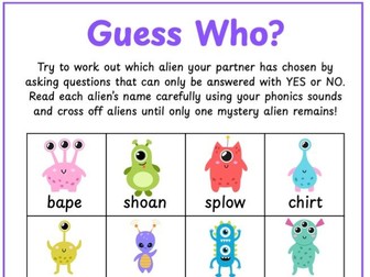 Phonics Alien Word Guess Who?