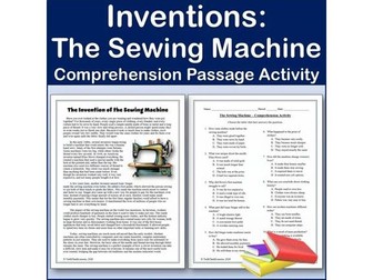Inventions: The Sewing Machine - Reading Comp Passage & Activity | Editable