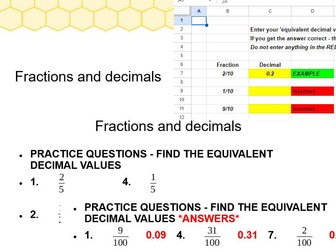 Fractions and decimals (Year 7)