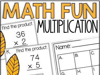 2 Digit by 1 Digit Multiplication 3rd 4th 5th Grade