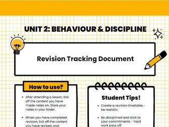 Unit 2 Behaviour & Discipline Revision Tracking Document