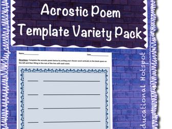 Acrostic Poem Template Differentiated Variety Pack