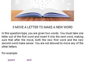 11+ Verbal Reasoning 3 powerpoint Move a letter to make a new word eleven plus