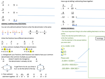 SATS Maths Arithmetic Revision Booklet Paper 1 Year 6