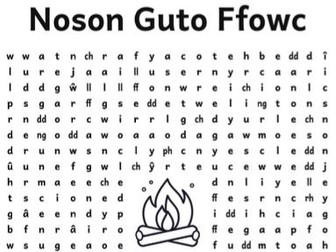 Chwilair Noson Guto Ffowc - Bonfire Night Welsh Wordsearch (KS2)