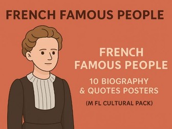 French Famous People : 10 Biography & Quotes Posters