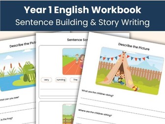 Year 1 English Workbook | Sentence Building and Story Writing | Printable Worksheets