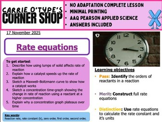 Rate equations - AAQ Pearson Applied Science