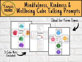 Mindfulness, Kindness Wellbeing Talking Prompt Cubes