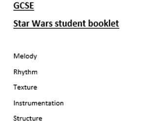 Star Wars elements booklet and activities SOW
