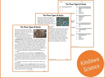 The Three Types Of Rocks Reading Comprehension Passage and Questions - PDF