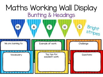 Maths Working Wall Display - bright stripes