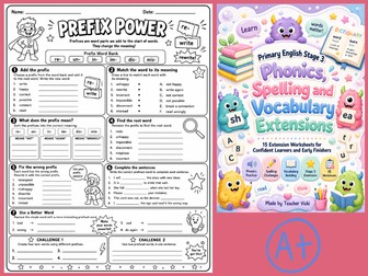 Primary English Stage 3 Phonics, Spelling and Vocabulary Extensions | 15 Worksheets