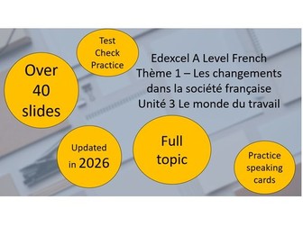 EDEXCEL A Level / AS Level French – Le monde du travail FULL TOPIC
