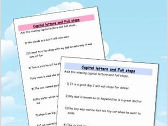 Adding Capital Letters and Full Stops - Two Simple Sentences