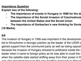 GCSE History Grade 9 Cold War Response Importance Question
