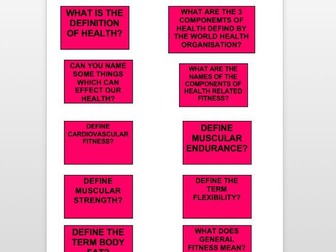 GCSE PE Revision Flash cards